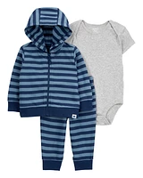 Baby 3-Piece Striped Little Cardigan Set