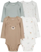 Baby 4-Pack Bear Long-Sleeve Bodysuits