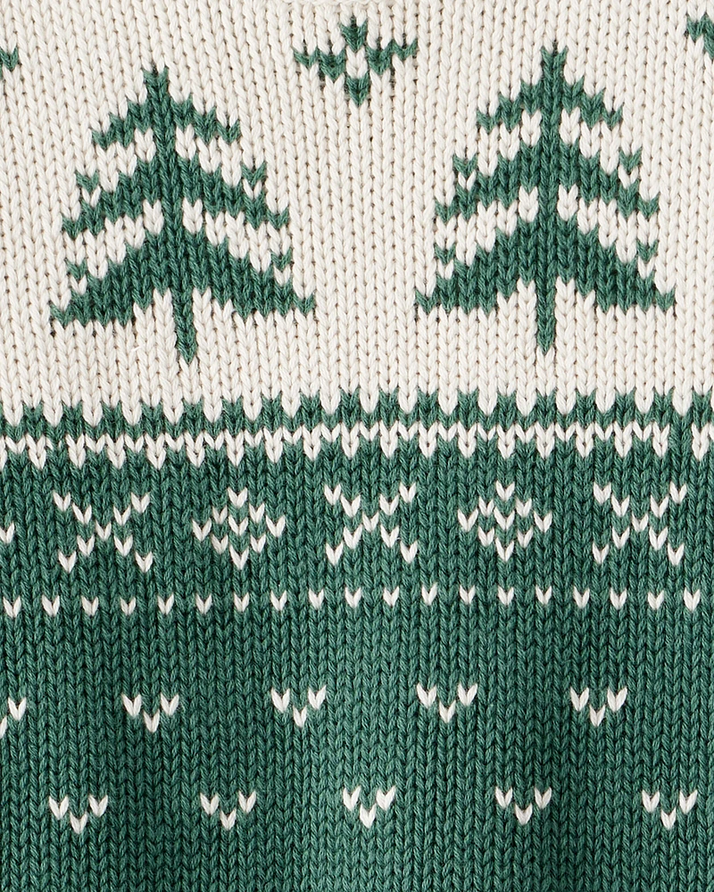 Toddler Organic Cotton Evergreen Fair Isle Sweater