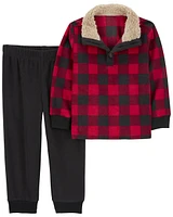 Baby 2-Piece Buffalo Check Pullover & Fleece Pant Set