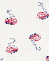 Baby 4-Piece Fire Truck Cotton Pyjamas