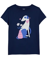 Kid Dog and Flowers Graphic Tee