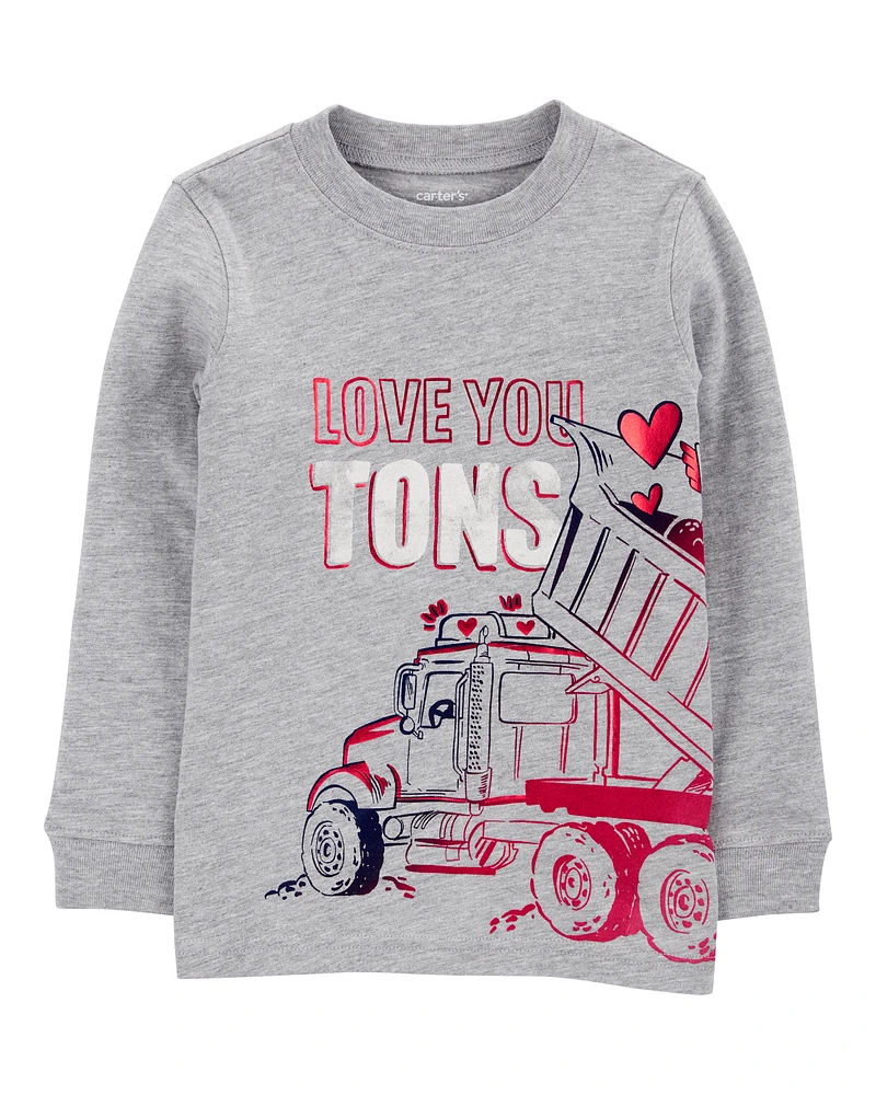 Baby Truck Cotton Blend Long-Sleeve Tee - Grey