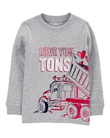 Baby Truck Cotton Blend Long-Sleeve Tee - Grey