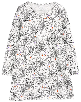 Kid Halloween Spider Web Jersey Dress