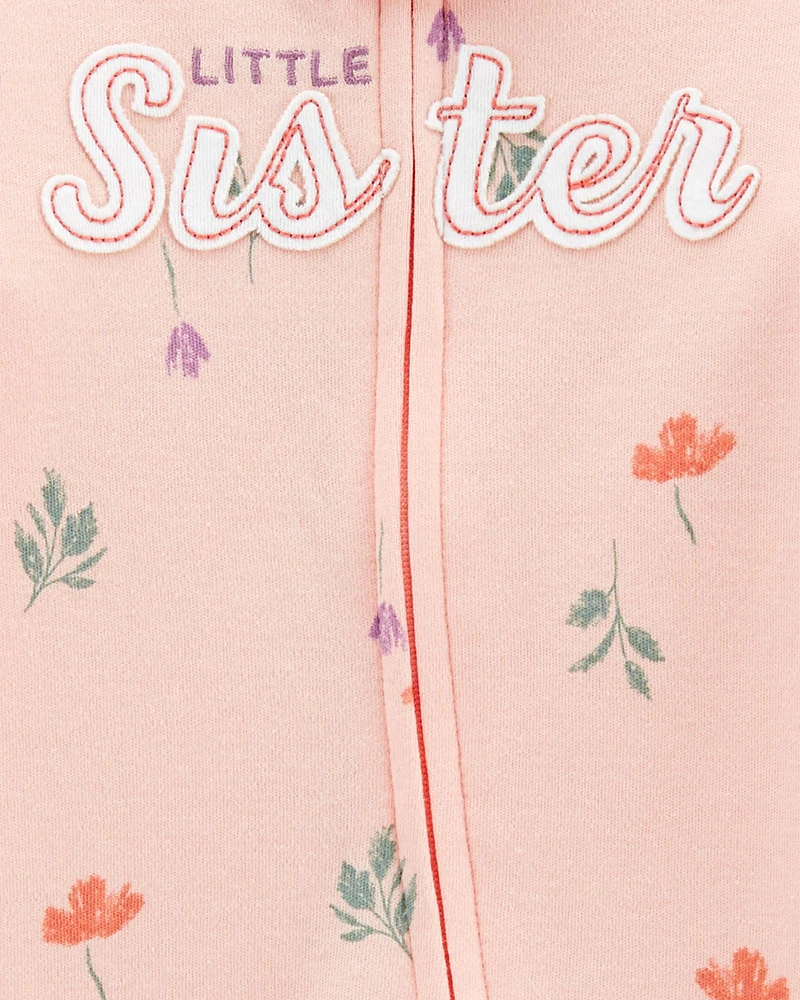 Little Sister 2-Way Zip Cotton Sleeper Pyjamas