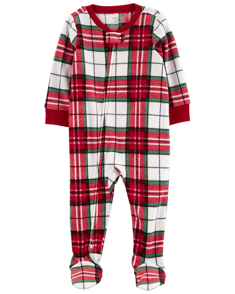 Toddler 1-Piece  Plaid Fleece Footie Pyjamas