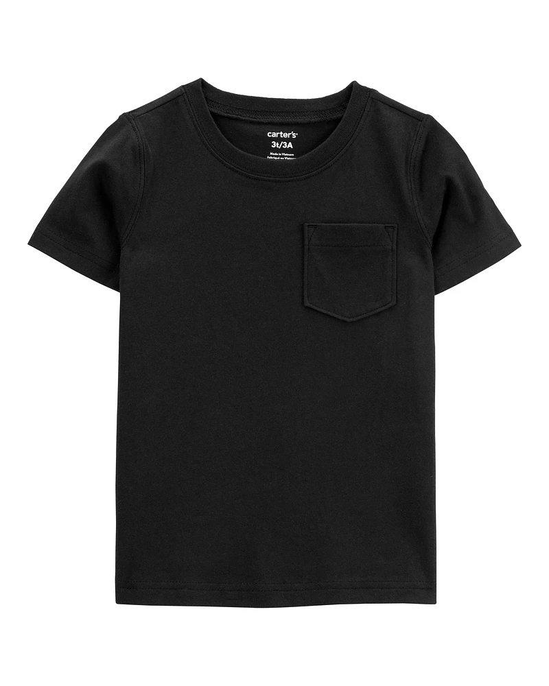 Toddler Solid Cotton Blend Short-Sleeve Tee - Black