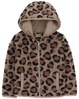 Toddler Leopard Zip-Up Fleece Hoodie