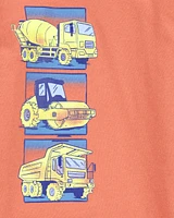 Toddler Construction Cotton Blend Long-Sleeve Tee - Orange