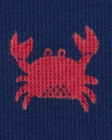 Toddler Crab Print Loose Fit Waffle Knit 2-Piece Pyjamas - Navy