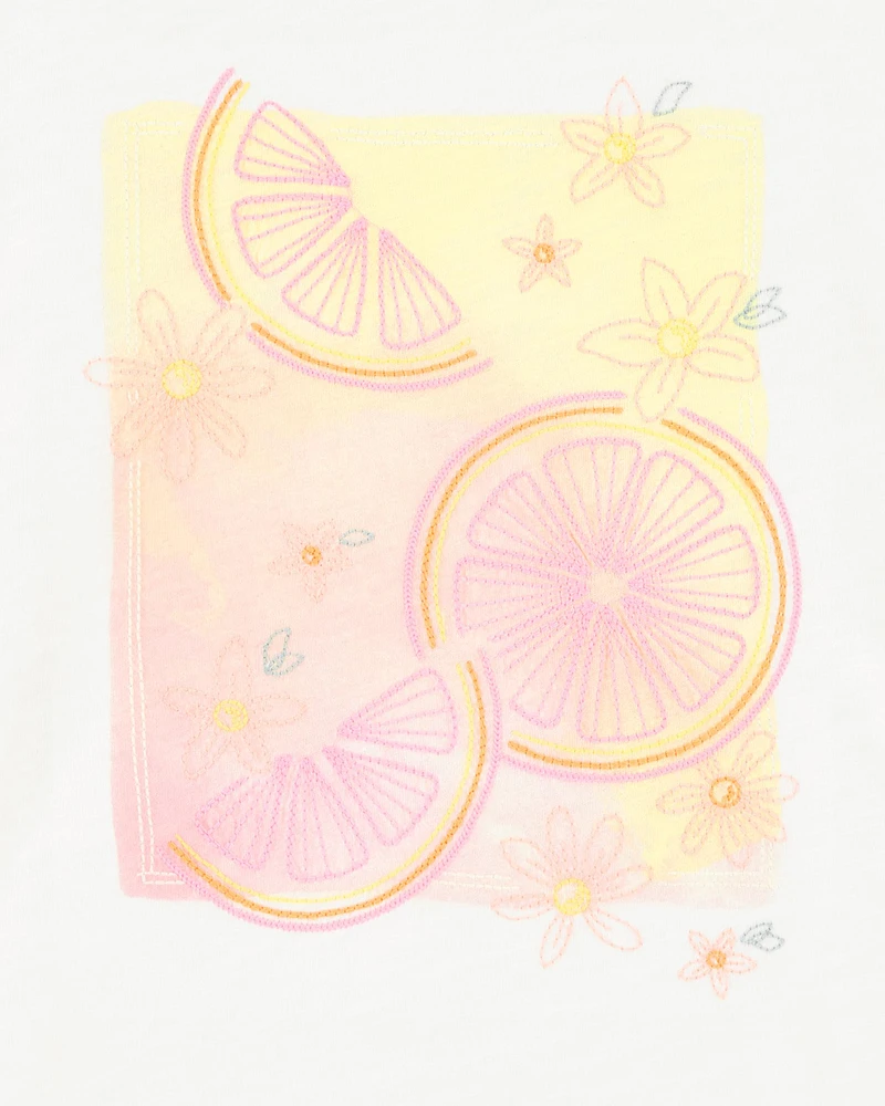 Kid Short-Sleeve Lemon Fashion Top - Ivory