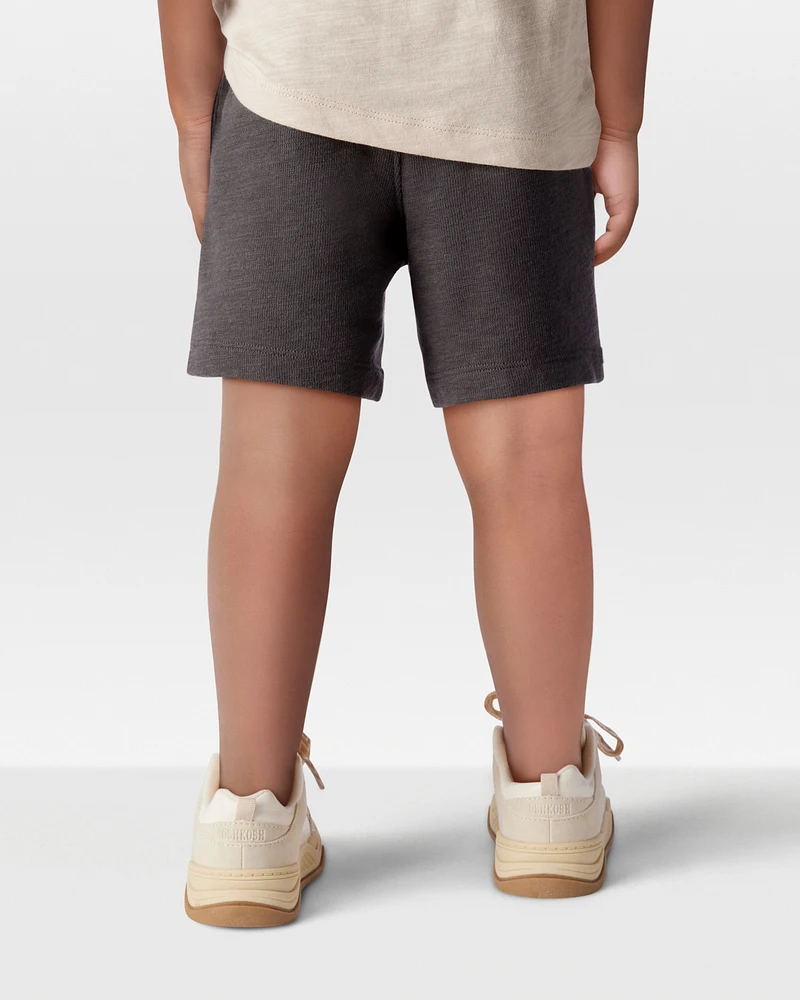 Toddler Pull-On Cotton-Blend Shorts - Black