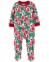 Toddler 1-Piece Holly Jolly Fleece Footie Pyjamas