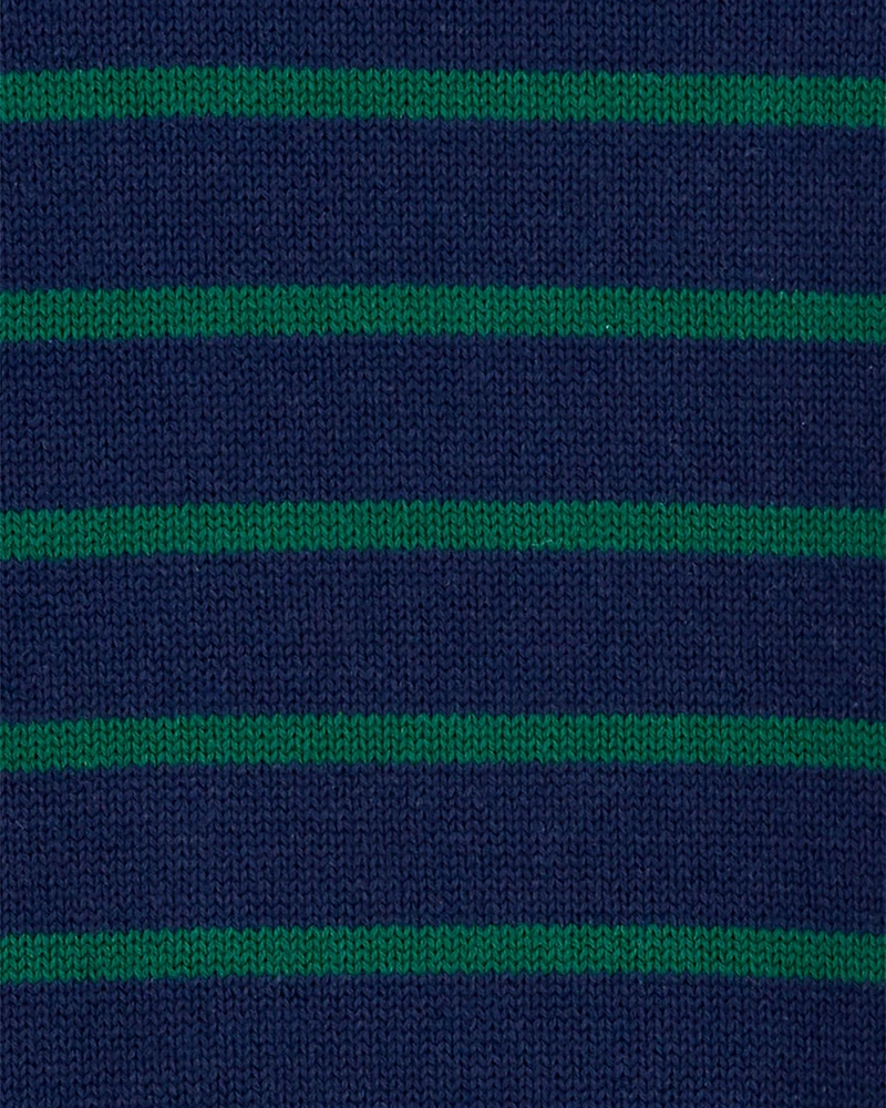 Kid Navy Green Striped Sweater