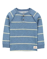 Baby Striped Cotton Blend Long-Sleeve Henley