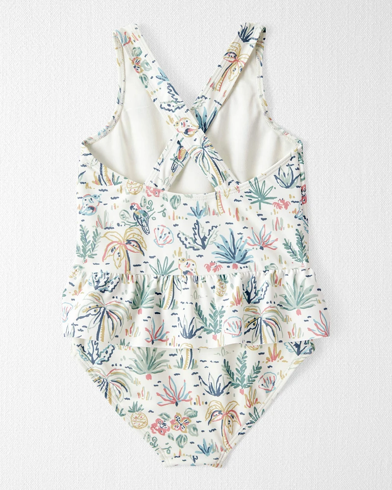 Toddler Girl Recycled Tropical Print Swimsuit