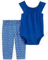 Baby 2-Piece Smocked Bodysuit Pant Set