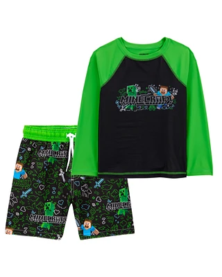 Kid 2-Piece Minecraft™ Rashguard & Swim Trunk Set