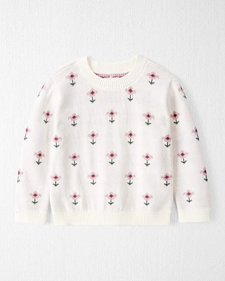 Toddler Organic Cotton Knit Sweater Wildflower Print