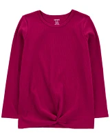 Kid Ribbed Knot Long-Sleeve Top