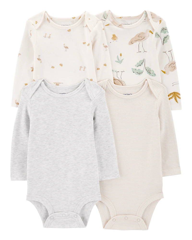 4-Pack Stork Long Sleeve Bodysuits