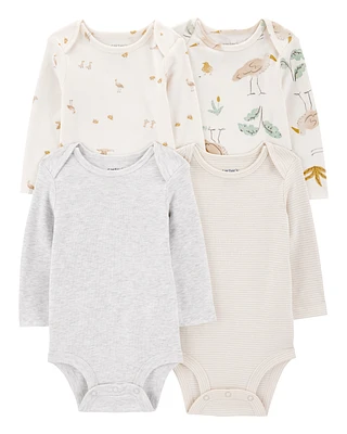 4-Pack Stork Long Sleeve Bodysuits