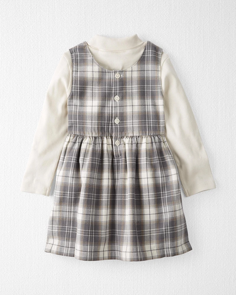 Toddler 
2-Piece Organic Cotton Herringbone Dress Set Plaid