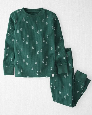 Toddler Waffle Knit Pajamas Set Made with Organic Cotton Evergreen Trees