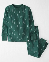 Toddler Waffle Knit Pajamas Set Made with Organic Cotton Evergreen Trees