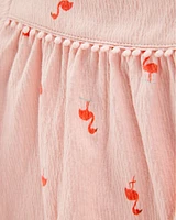 Toddler Flamingo Pom Fashion Top - Pink