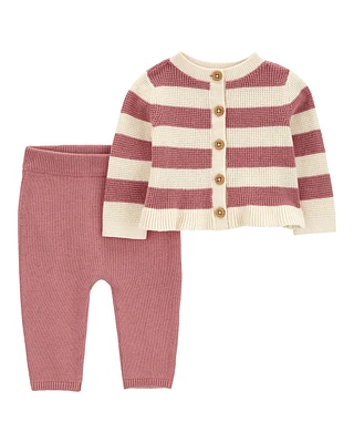 Baby 2-Piece Striped Cardigan & Pant Set