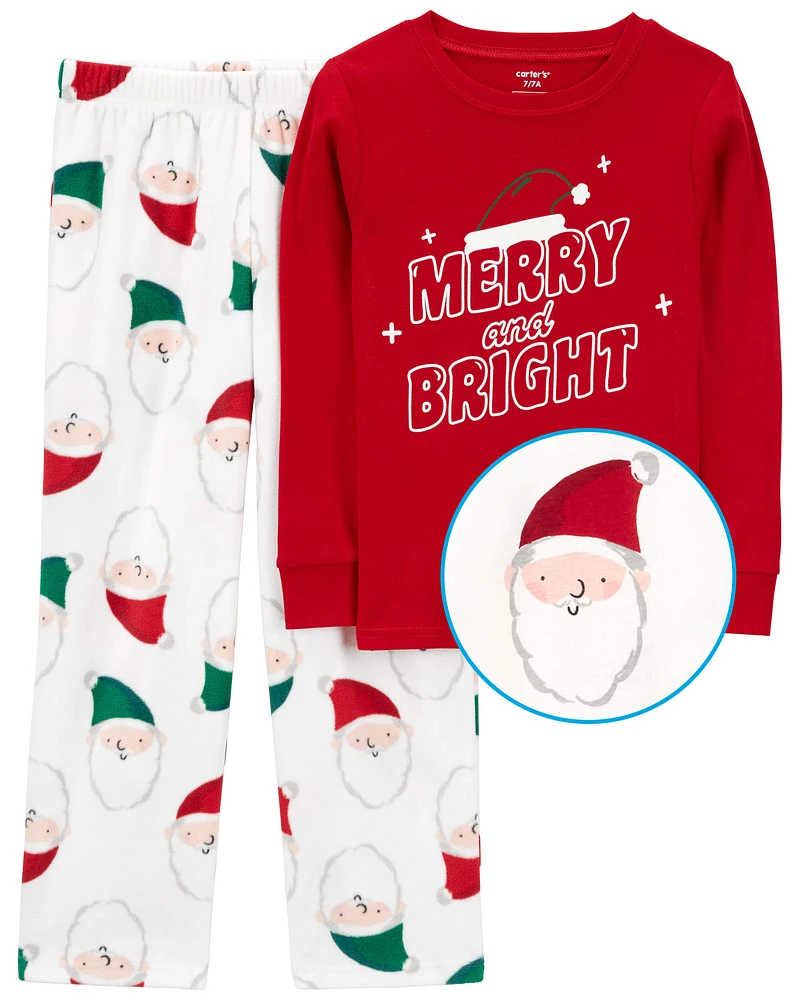 Kid 2-Piece Santa Fleece & Cotton Pyjamas