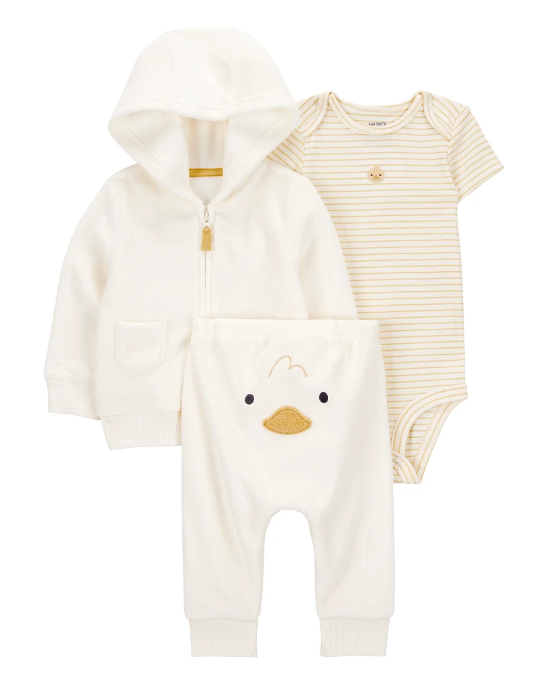 Baby 3-Piece Duck Little Cardigan Set