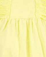 Baby Eyelet Flutter-Sleeve Romper -Yellow