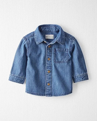 Baby Organic Cotton Chambray Button-Front Shirt