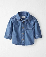 Baby Organic Cotton Chambray Button-Front Shirt