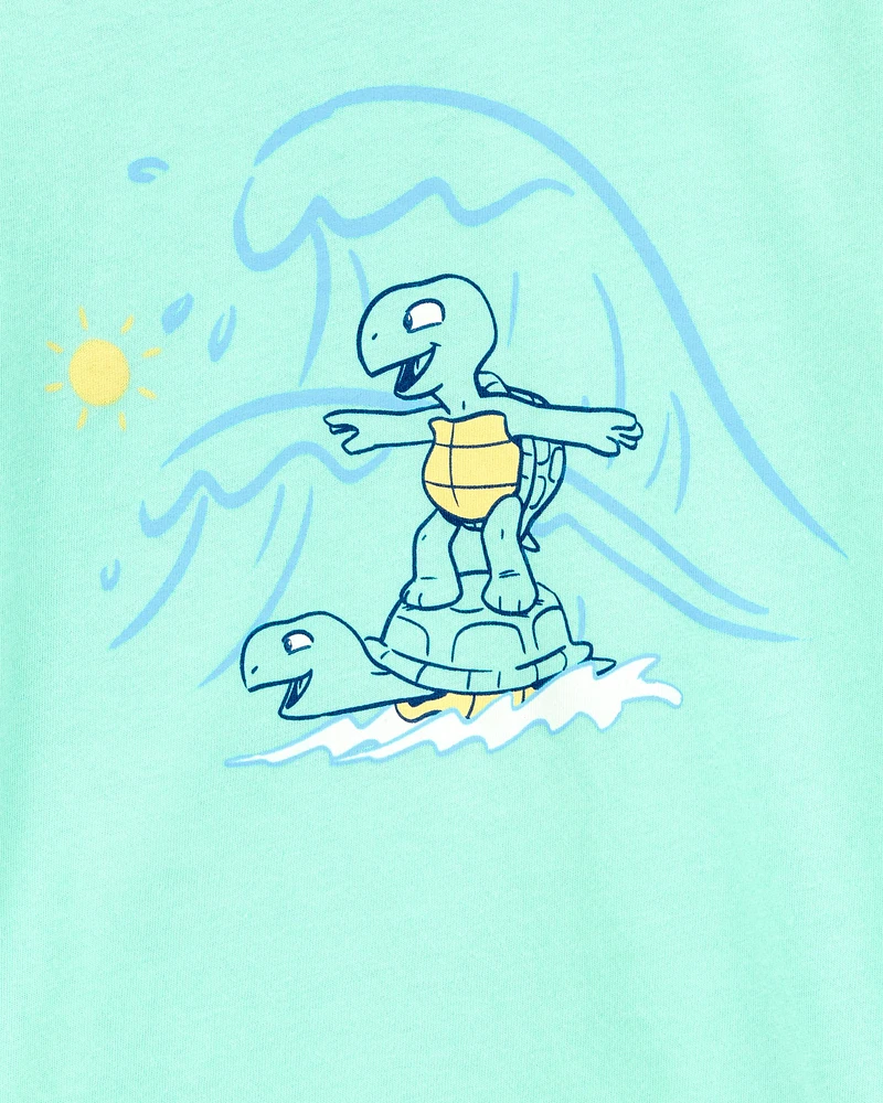 Toddler Green Surf Turtle Tee