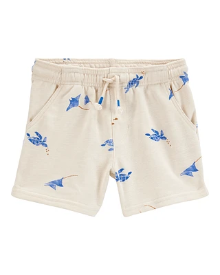 Toddler Sea Print Pull-On French Terry Shorts - Ivory