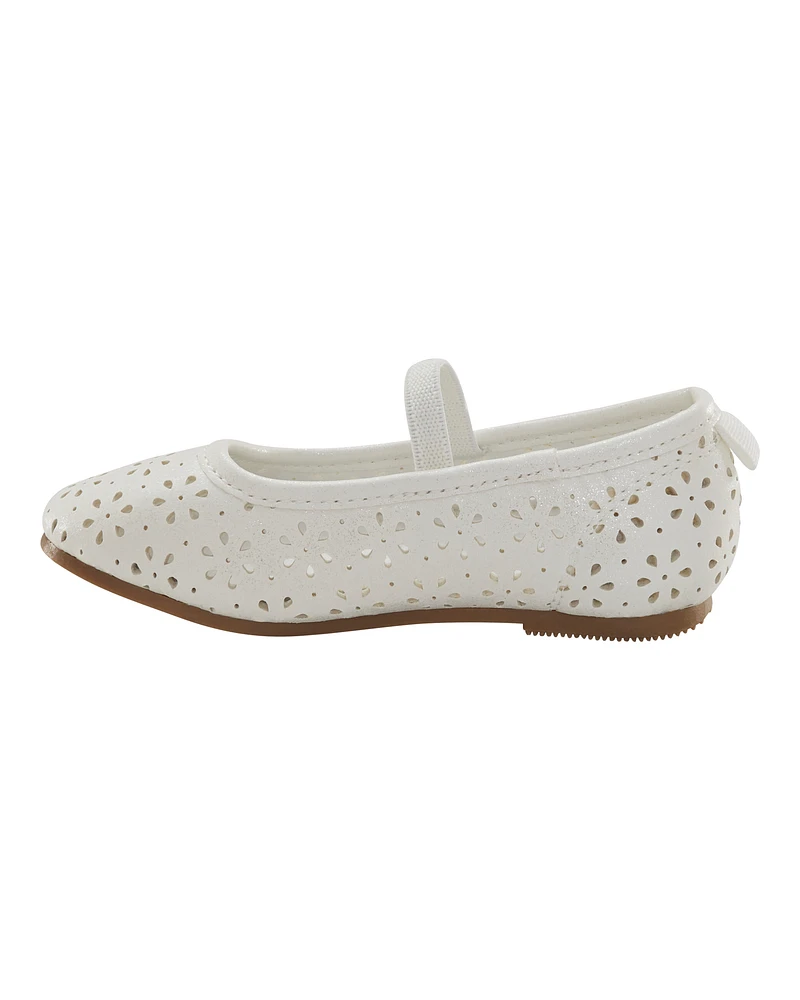 Toddler Floral Ballet Flats - White