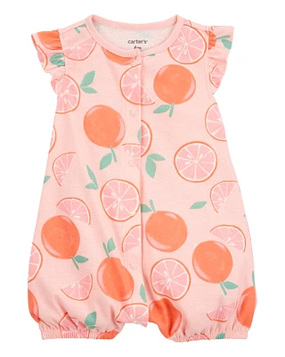 Baby Orange Print Snap-Up Cotton Romper