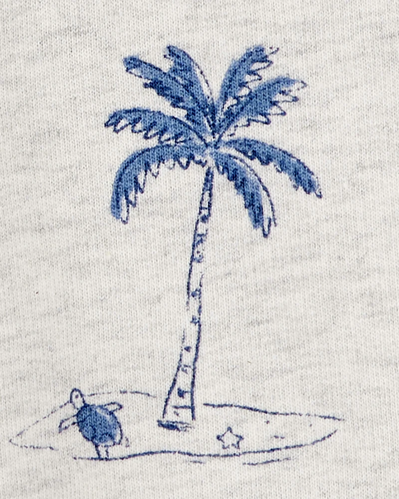 Toddler 2-Piece Beach Print Short Set - Grey