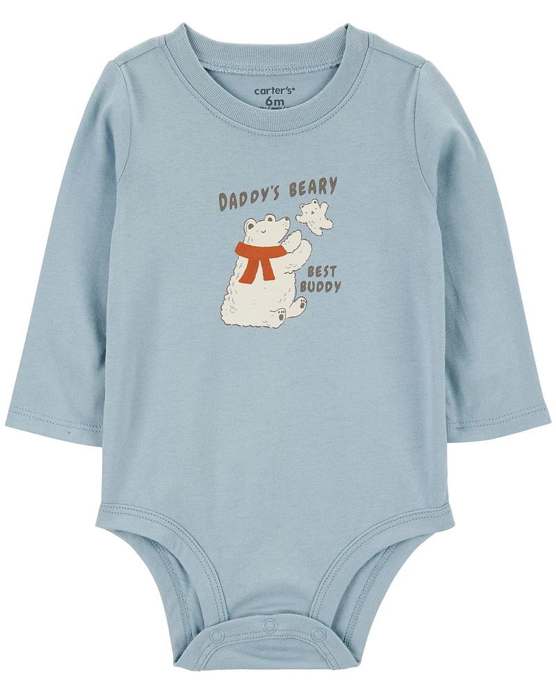 Daddy Polar Bear Long-Sleeve Bodysuit