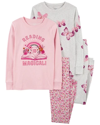 Kid 4-Piece Reading 100% Snug Fit Cotton Pajamas