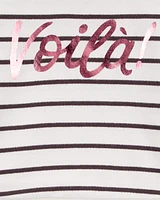Baby Striped French Terry Long-Sleeve Pullover - Black/White