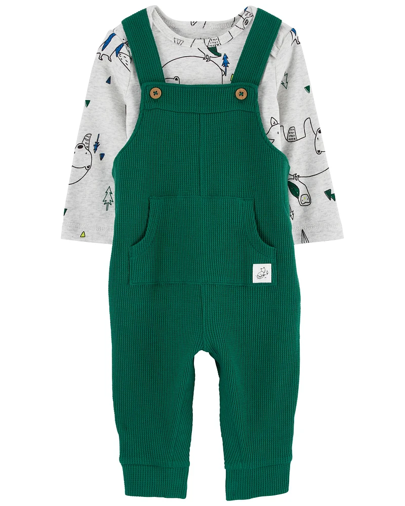 2-Piece Long-Sleeve Bodysuit & Thermal Coverall Set