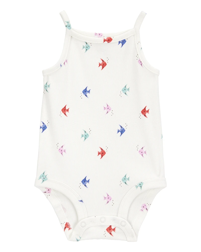 Baby Fish Print Sleeveless Bodysuit