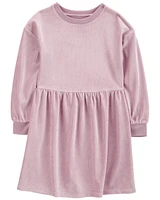 Kid Long-Sleeve Velour Dress