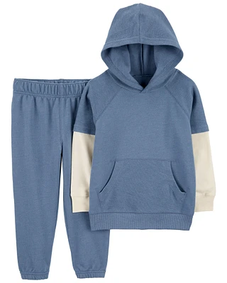 2-Piece Layered-Look Hooded Tee & Pull-On Pant Set