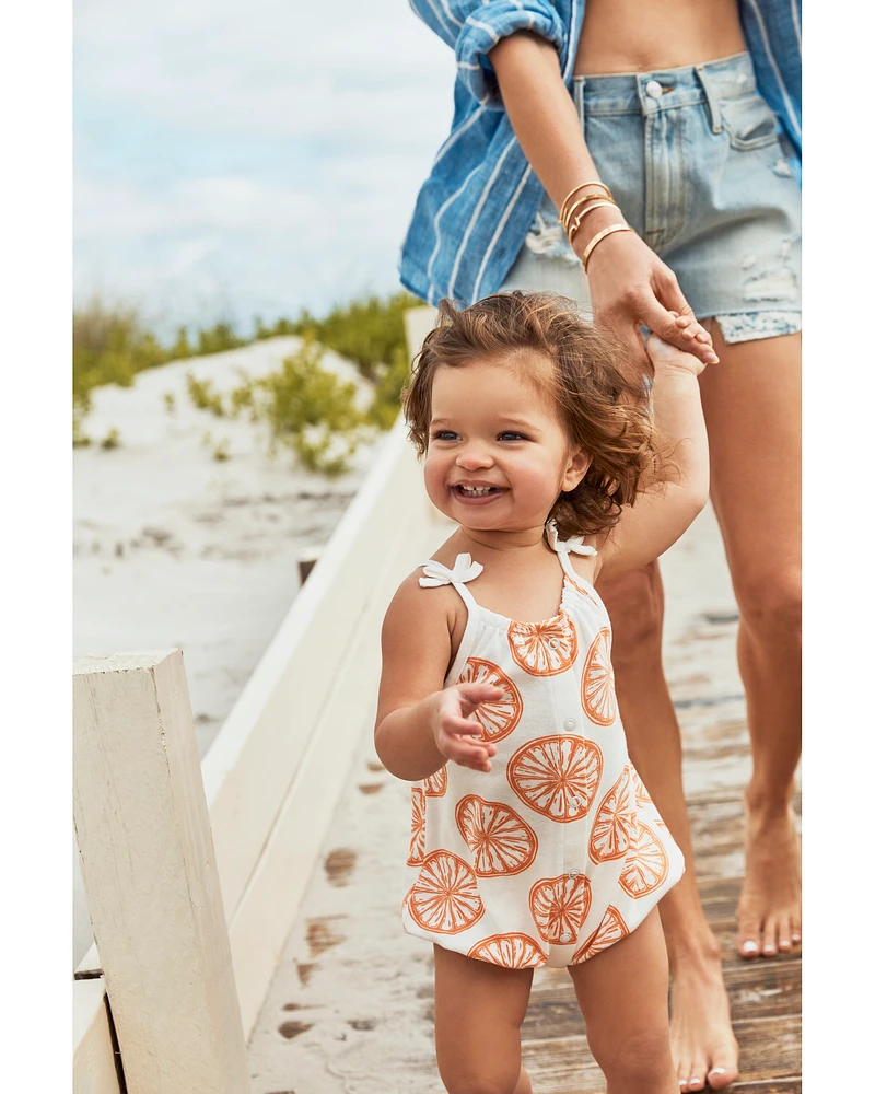 Baby Orange Slice Snap-Up Cotton Romper